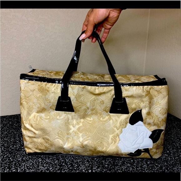 Vintage Gold & Black Rose Square Tote - Picture 1 of 11